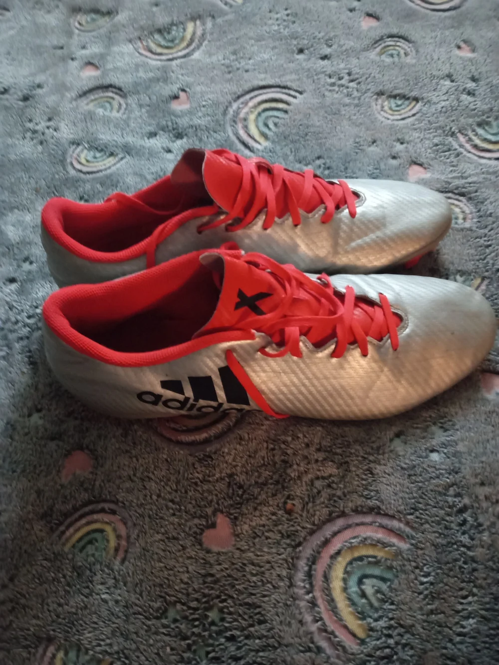 Adidas X Men's Soccer Cleats - Silver with Red - Picture 3 of 7